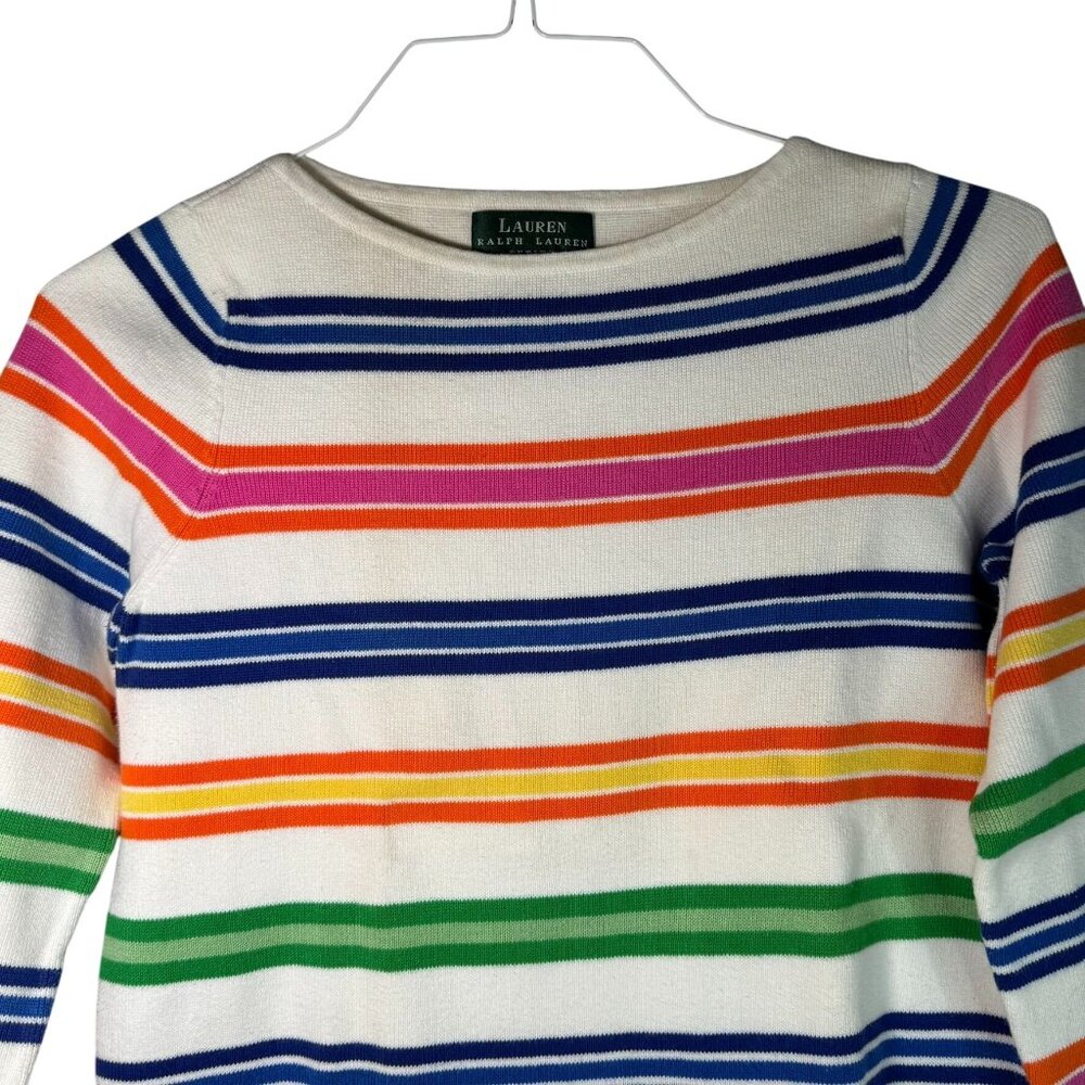 Lauren Ralph Lauren Women's Petites Striped Knit Sweater Size Small Pullover Mul - Picture 3 of 9